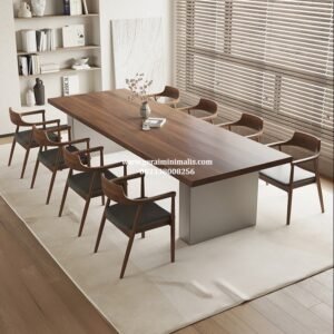 Meja Meeting Minimalis Simple Elegan 8 Orang Rapat Kantor