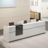 Meja Penerimaan Tamu Kantor Putih Minimalis Modern 2 Staff