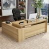 Meja Pimpinan Kantor Modern Elegan HPL Motif Kayu Simpe L Shape