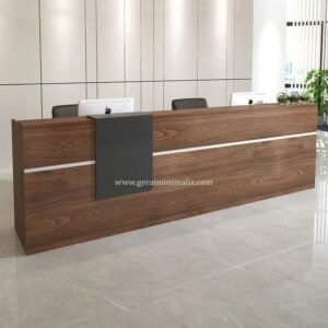Meja Resepsionis HPL Kayu Minimalis Modern untuk Area Front Office
