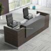 Meja Resepsionis Kantor Minimalis Hitam Modern 2 Orang