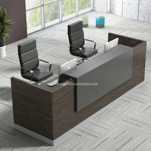 Meja Resepsionis Kantor Minimalis Hitam Modern 2 Orang