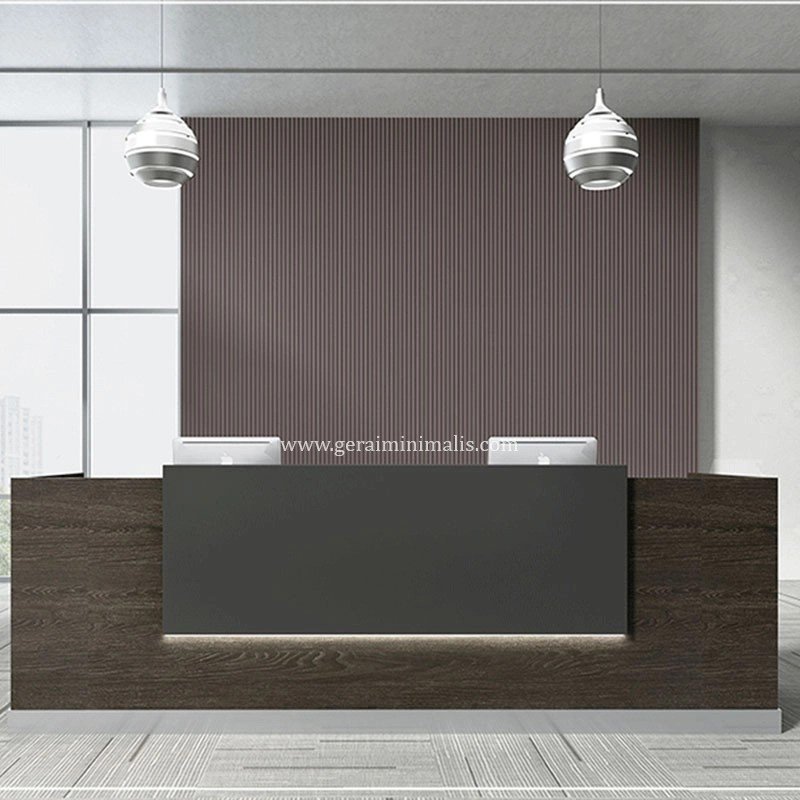 Meja Resepsionis Kantor Minimalis Hitam Modern 2 Orang (2)
