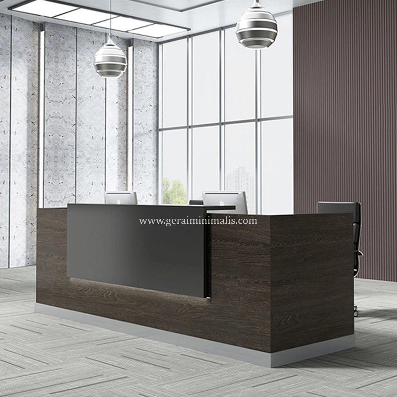 Meja Resepsionis Kantor Minimalis Hitam Modern 2 Orang (4)