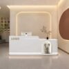 Meja Resepsionis Kantor Minimalis Modern Putih dengan LED