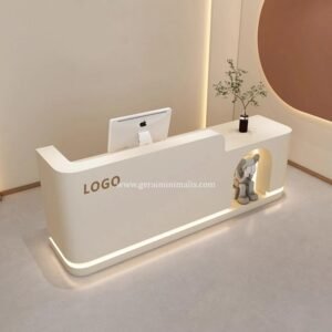 Meja Resepsionis Kantor Minimalis Modern Putih dengan LED