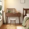 Meja Rias Minimalis Kayu Jati dengan Cermin Lipat LED