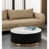 Meja Tamu Bulat Marmer Putih Hitam Gold Mewah Modern