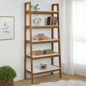 Rak Buku Kayu Jati Model Tangga Minimalis 5 Susun