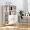 Rak Buku Minimalis Modern Putih dengan Kabinet 2 Pintu