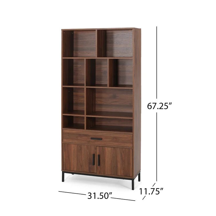 Rak Buku Modern Kayu Minimalis dengan Kabinet dan Laci (3)