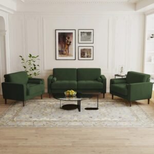 Set Sofa Ruang Tamu Velvet Hijau 211 Dudukan dengan Arm