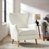 Sofa 1 Seater Boucle Putih Wingback Japandi Elora