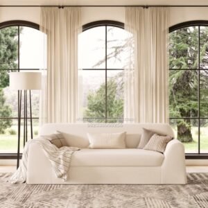 Sofa 2 Seater Boucle Putih Minimalis Modern Elegan