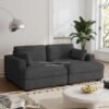 Sofa 2 Seater Corduroy Abu Modern Deep Seat Minimalis