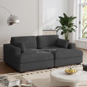Sofa 2 Seater Corduroy Abu Modern Deep Seat Minimalis