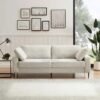 Sofa 2 Seater Kain Putih Modern Minimalis Kaki Metal