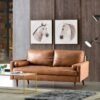 Sofa 2 Seater Kulit Coklat Vintage Mid Century Modern