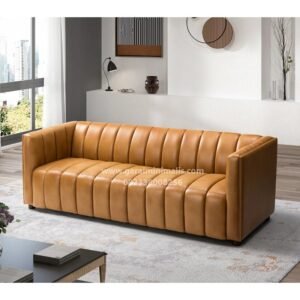 Sofa 3 Seater Kulit Sintetis Salur Channel Tufted Modern Premium