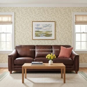 Sofa 3 Seater Kulit Tua Klasik Elegan