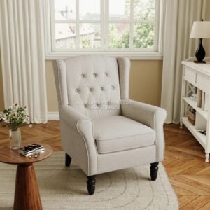 Sofa Baca Single Beige Wingback Klasik Florence