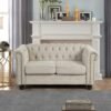 Sofa Dua Dudukan Kain Cream Chesterfield Klasik Elegan