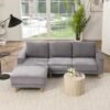 Sofa L Minimalis Abu Scandinavian dengan Chaise Nara