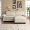 Sofa L Minimalis Cream Modern dengan Chaise Alva