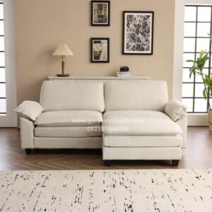 Sofa L Minimalis Cream Modern dengan Chaise Alva