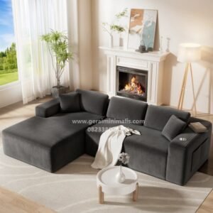 Sofa L Modern Corduroy dengan Chaise Denver