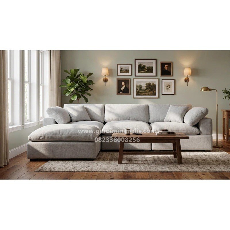 Sofa L Modular Abu Minimalis dengan Ottoman Seri Bergen (4)