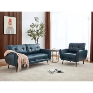 Sofa Minimalis Ruang Tamu Kulit Biru 31 Dudukan Mid Century