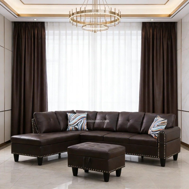 Sofa Minimalis Ruang Tamu L Shape dengan Ottoman (2)