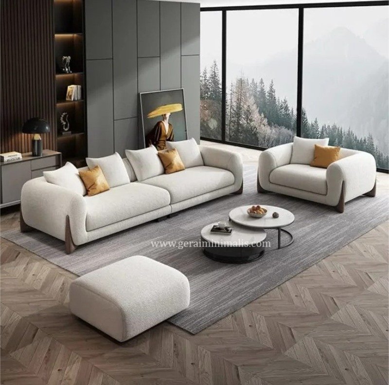 Sofa Minimalis Ruang Tamu Modern Retro Kayu Jati Formasi 311 Dudukan
