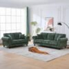 Sofa Ruang Tamu 32 Dudukan Kain Bludru dengan Kaki Kayu