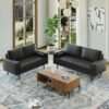 Sofa Ruang Tamu Kecil Kulit Cokelat Modern 32 Dudukan