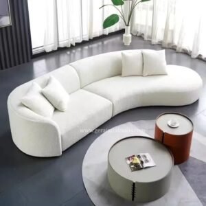 Sofa Ruang Tamu Kecil Minimalis Putih Model Lengkung Modern