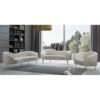 Sofa Ruang Tamu Kecil Velvet Putih Model Lengkung