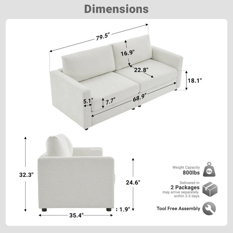 Sofa Ruang Tamu L Minimalis Modern Putih Model Sectional (2)
