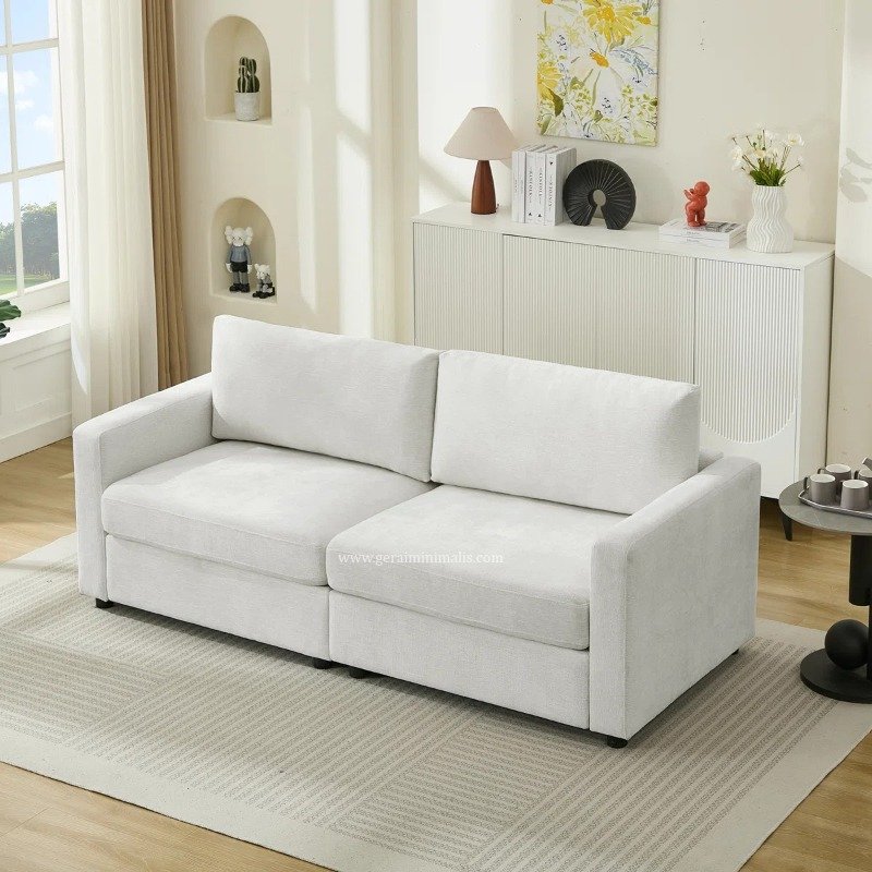 Sofa Ruang Tamu L Minimalis Modern Putih Model Sectional (3)