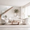 Sofa Ruang Tamu Minimalis Putih Chenille Modern Formasi 211 Dudukan