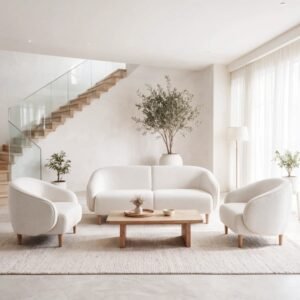 Sofa Ruang Tamu Minimalis Putih Chenille Modern Formasi 211 Dudukan