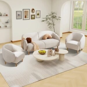 Sofa Ruang Tamu Minimalis Putih Chenille Modern Formasi 211 Dudukan