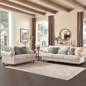 Sofa Ruang Tamu Modern Farmhouse Krem Formasi 32 Dudukan