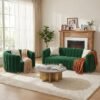Sofa Ruang Tamu Velvet Hijau 31 Dudukan Model Rounded Arm
