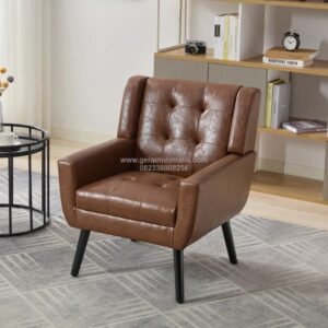 Sofa Single Kulit Tufted Mid Century Seri Denver