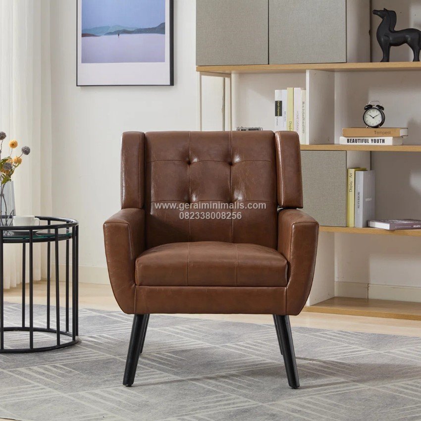 Sofa Single Kulit Tufted Mid Century Seri Denver (2)