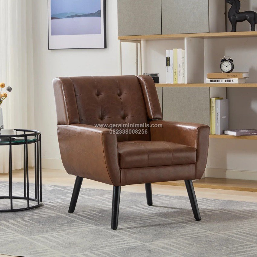 Sofa Single Kulit Tufted Mid Century Seri Denver (4)
