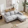 Sofa Sudut Minimalis Abu Scandinavian dengan Chaise Seri Oslo