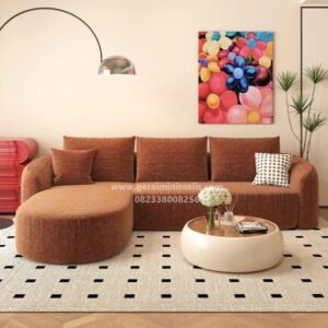 Sofa Sudut Modern Terracotta Curved Minimalis Seri Verona